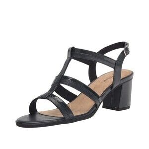 Easy Street Womens 8.5 W Navy Blue Strappy Block Heel Sandals NIB KQ5